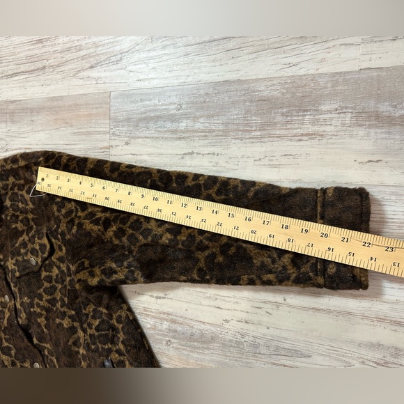 Free People Oversized Leopard Faux Fur/Leather Trucker Jacket Size S - Picture 5 of 8